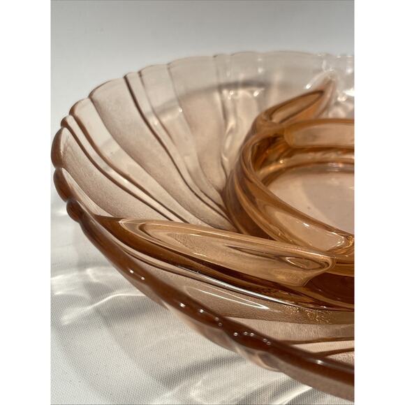 Vintage Pink Depression Glass 3 Divided Candy Nut Relish Dish Beautiful - Picture 4 of 9